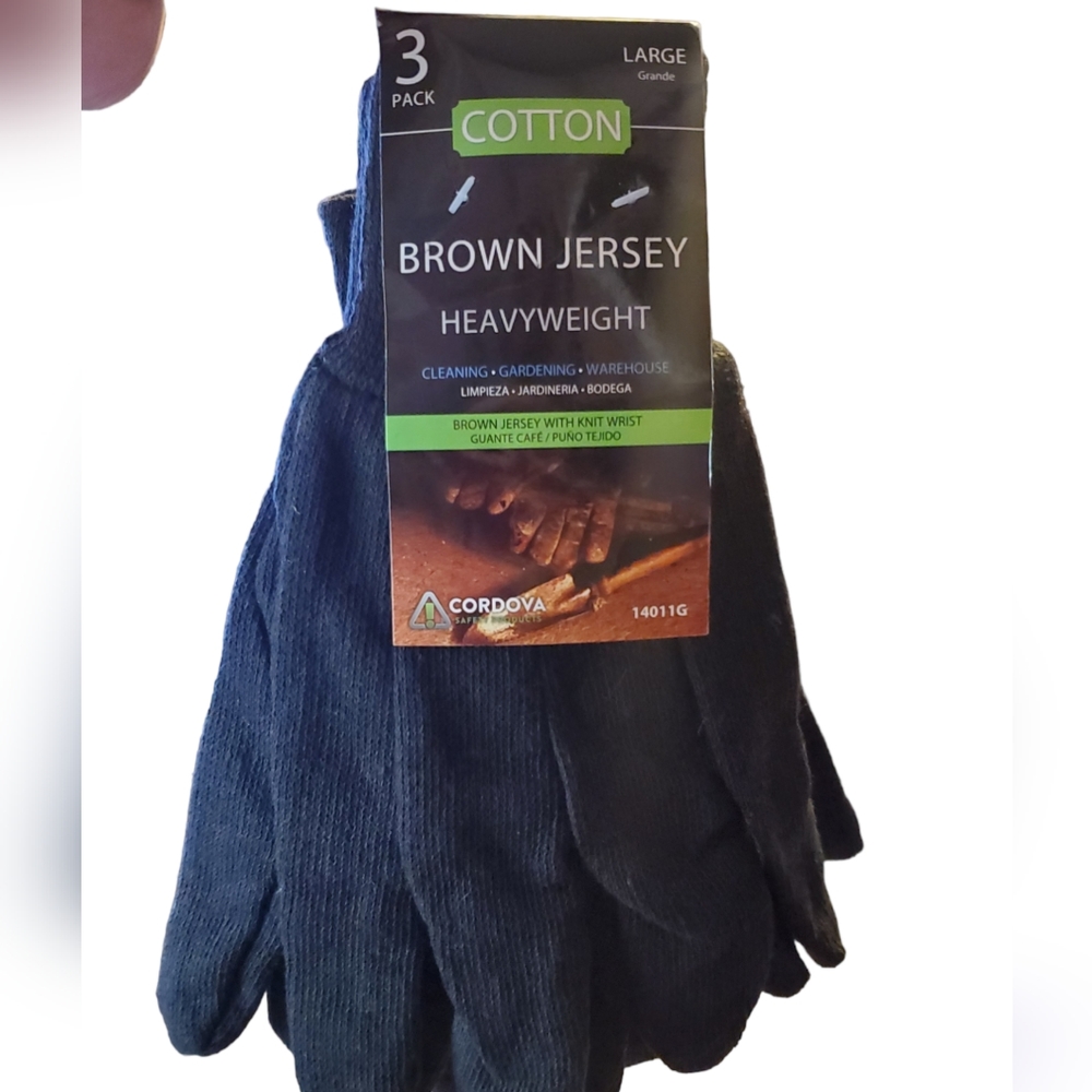 NWOT Cordova Large Brown Cotton Jersey Gloves 3pack